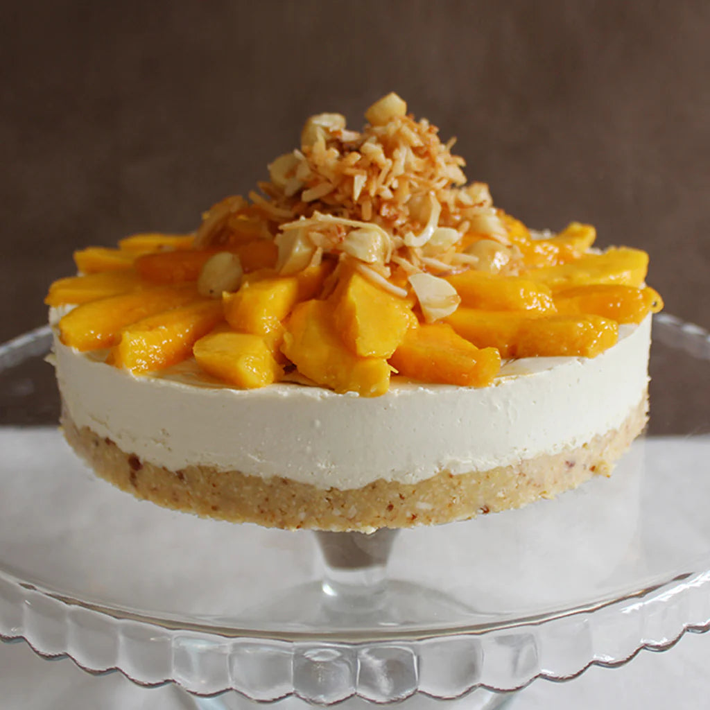 Macadamia coconut & mango cheesecake (gluten & dairy free)