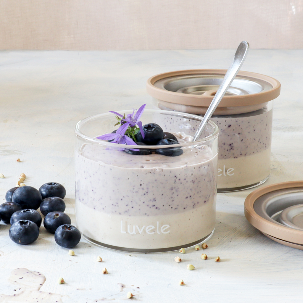 Cultured blueberry, buckwheat & cashew breakfast jars