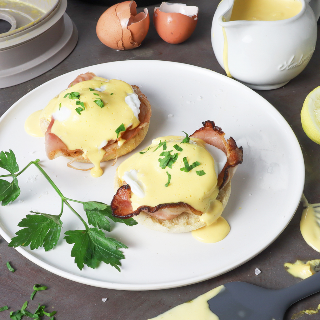 Classic hollandaise sauce made in a blender