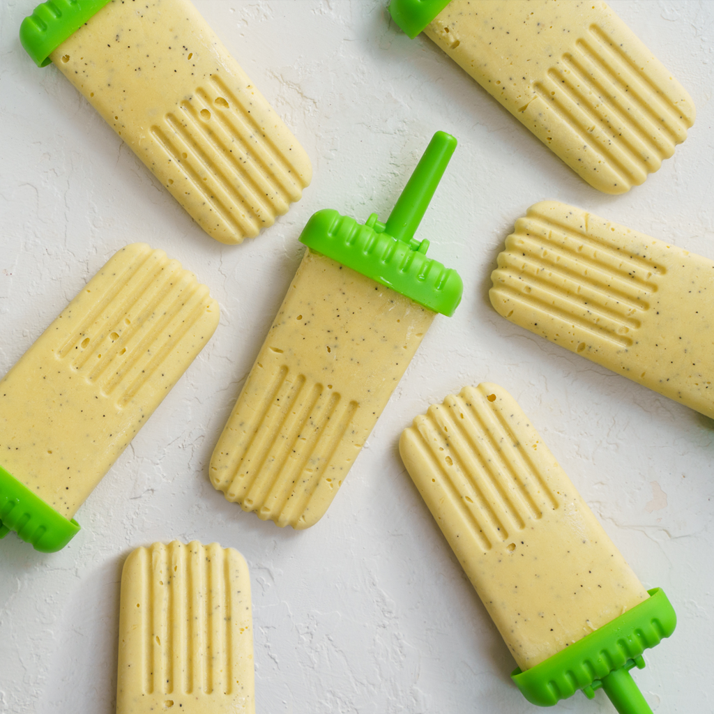 Mango and coconut frozen yogurt pops